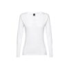 THC BUCHAREST WOMEN WH. Long-sleeved scoop neck fitted T-shirt for women. 100% carded cotton. White