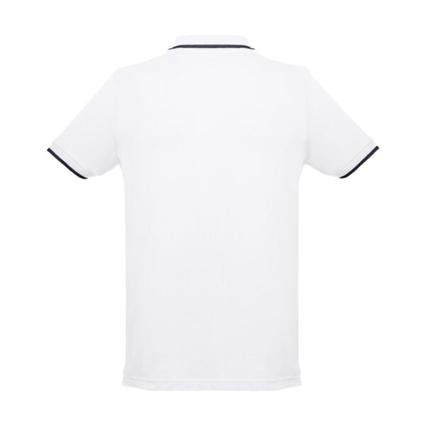 THC ROME WH. Men's Polo Shirt with contrast colour trim and buttons. White