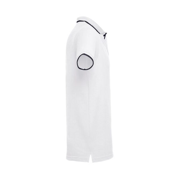 THC ROME WH. Men's Polo Shirt with contrast colour trim and buttons. White