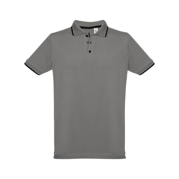 THC ROME. Men's Polo Shirt with contrast colour trim and buttons