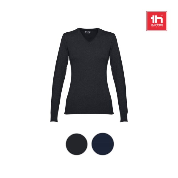 30150_a THC MILAN WOMEN. V-neck pullover for women in cotton and polyamide