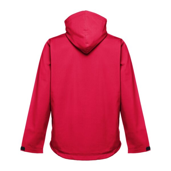 THC ZAGREB. Men's softshell jacket with detachable hood and rounded back hem