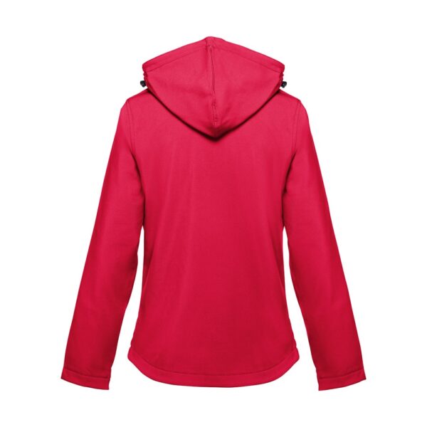 30181_105-b THC ZAGREB WOMEN. Women's softshell jacket with detachable hood and rounded back hem