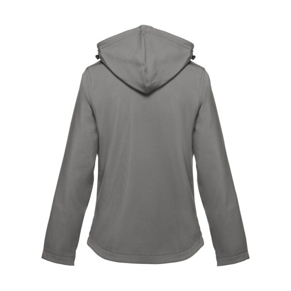30181_113-b THC ZAGREB WOMEN. Women's softshell jacket with detachable hood and rounded back hem