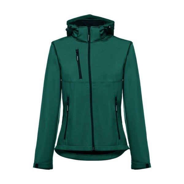 30181_129 THC ZAGREB WOMEN. Women's softshell jacket with detachable hood and rounded back hem