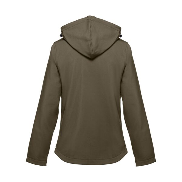 30181_149-b THC ZAGREB WOMEN. Women's softshell jacket with detachable hood and rounded back hem