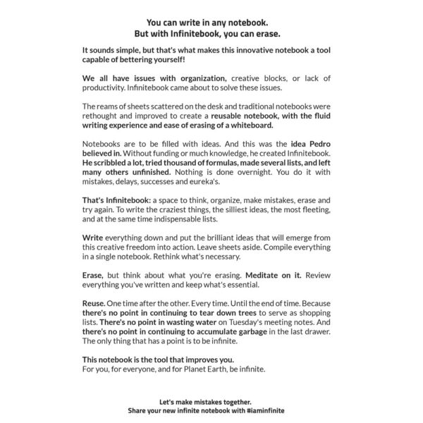 33201_d INFINITEBOOK LINED A5. A5 Infinitebook with flexible cover and 15 lined whiteboard pages