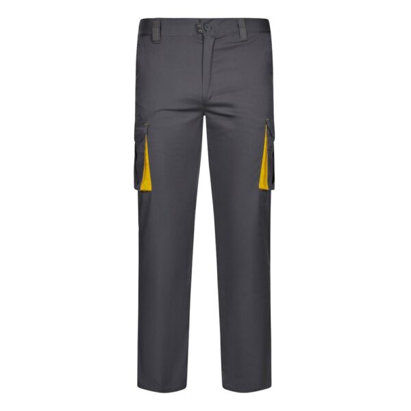 VL FIDES. Two-tone, multi-pocket stretch trousers (240g/m²), in cotton (46%), EME (38%) and polyester (16%)
