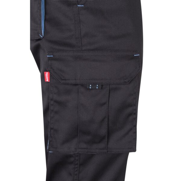VL FIDES. Two-tone, multi-pocket stretch trousers (240g/m²), in cotton (46%), EME (38%) and polyester (16%)