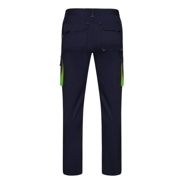 VL FIDES. Two-tone, multi-pocket stretch trousers (240g/m²), in cotton (46%), EME (38%) and polyester (16%)
