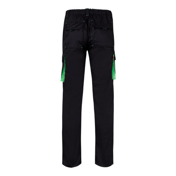VL FIDES. Two-tone, multi-pocket stretch trousers (240g/m²), in cotton (46%), EME (38%) and polyester (16%)