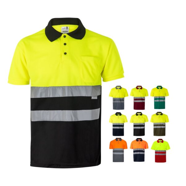 VL CUPID. Two-tone bird-eye polo shirt (160g/m²) with short sleeves, in polyester (100%)
