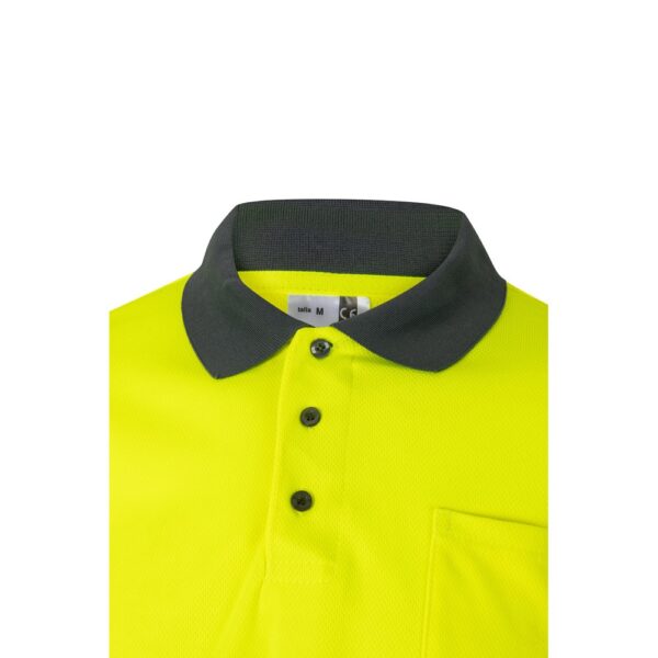 VL VULCAN. Two-tone bird-eye polo shirt (160g/m²) with long sleeves, in polyester (100%)