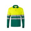 VL VULCAN. Two-tone bird-eye polo shirt (160g/m²) with long sleeves, in polyester (100%)