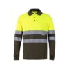 VL VULCAN. Two-tone bird-eye polo shirt (160g/m²) with long sleeves, in polyester (100%)