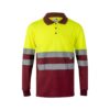 VL VULCAN. Two-tone bird-eye polo shirt (160g/m²) with long sleeves, in polyester (100%)