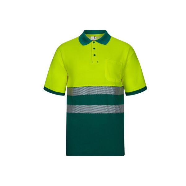 VL ACHELOUS. Two-tone piqué polo shirt (150g/m²) with short sleeves, in cotton (55%) and polyester (45%)