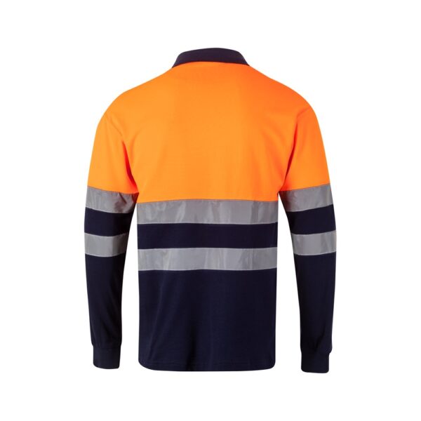 VL PLUTO. Two-tone piqué polo shirt (150g/m²) with long sleeves, in cotton (55%) and polyester (45%)