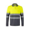 VL PLUTO LARGE. Two-tone piqué polo shirt (150g/m²) with long sleeves, in cotton (55%) and polyester (45%)
