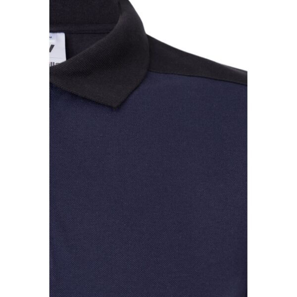 VL VELES. Two-tone stretch piqué polo shirt (200g/m²) with short sleeves, in polyester (96%) and elastane (4%)