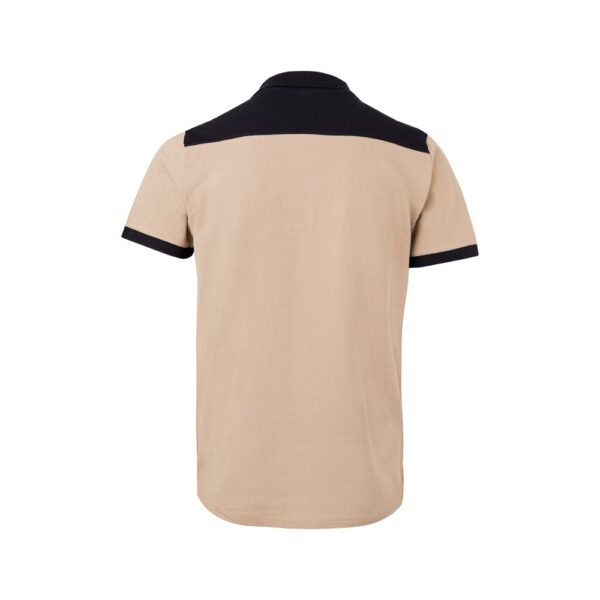 VL VELES. Two-tone stretch piqué polo shirt (200g/m²) with short sleeves, in polyester (96%) and elastane (4%)