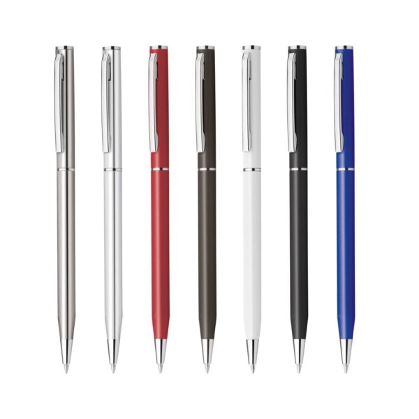 LESLEY METALLIC. Aluminium ball pen with clip and twist mechanism