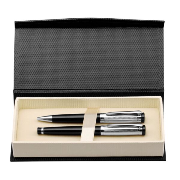ORLANDO. Metal Rollerball and ballpoint pen set with clip