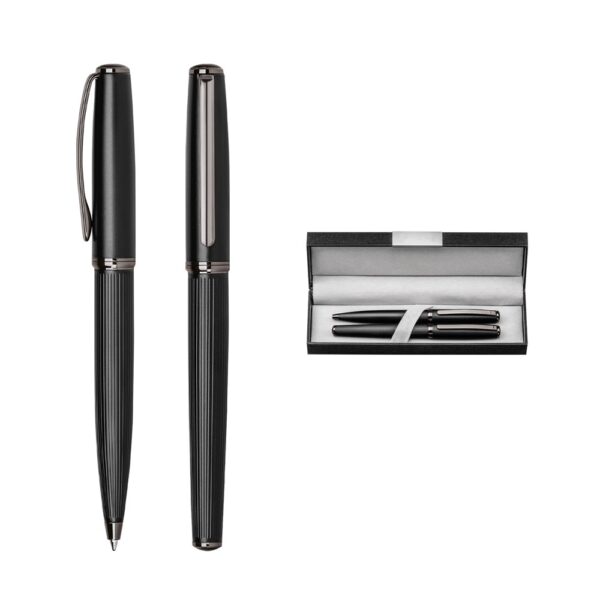 IMPERIO. Metal rollerball and ballpoint set with twist mechanism