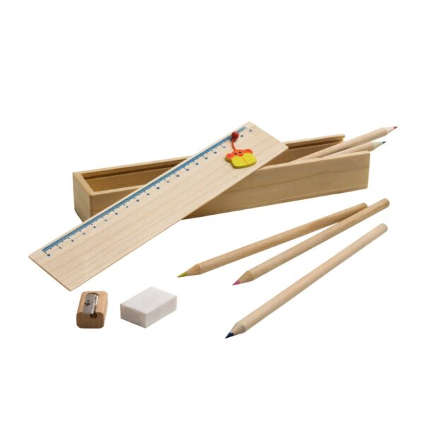 DOODLE. Wooden pencil box set with ruler