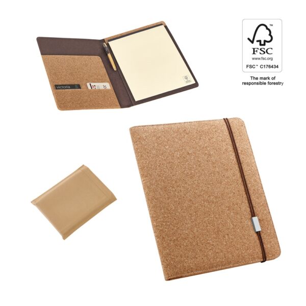 SERPA. A4 cork folder with a block of plain pages