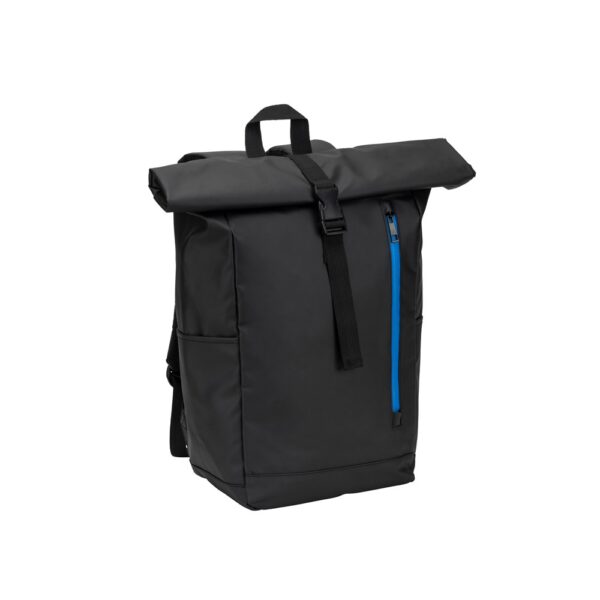 92571_114 OSASCO BPACK. Roll top backpack with a zip system design that allows the top to be rolled up to fit the volume of the backpack, made from 600D recycled polyester