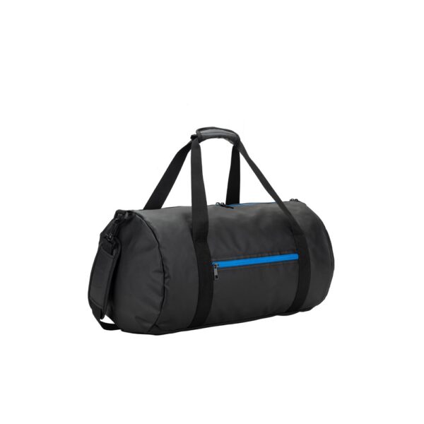 OSASCO SPORT. Cylindrical sports bag in high-density 600D recycled polyester with side compartment for shoes