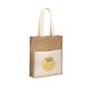 BRAGA. Jute bag (240 g/m²) with pocket in 100% cotton (140 gm²)