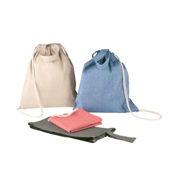 92936_a RISSANI. Drawstring bag with recycled cotton (70%) and polyester (30% rPET) (140 g/m²)