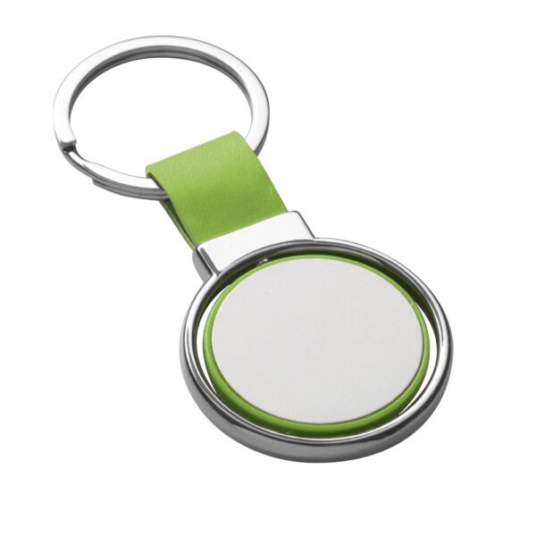 ALBRIGHT. Metal and PU keyring suitable for customisation by doming