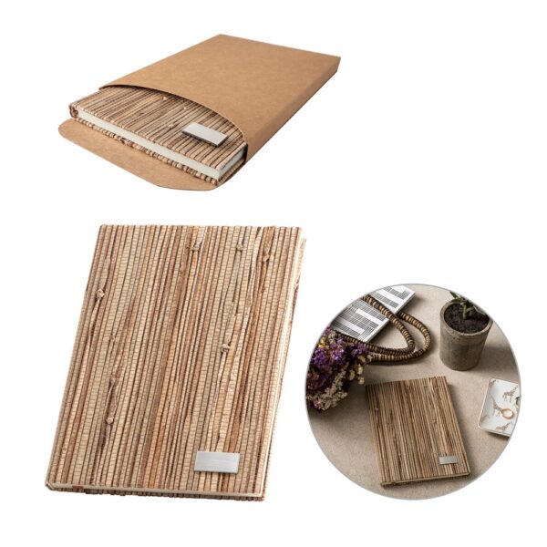 NERUDA. A5 notepad with hardcover made from natural straw fibres