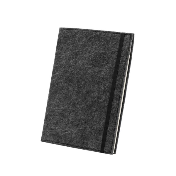 BALDWIN. A5 notepad with recycled felt cover (100% rPET) and lined pages in 100% recycled paper