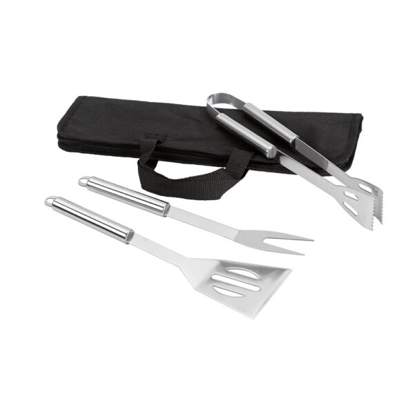 SOARES. Barbecue set with 3 stainless steel pieces