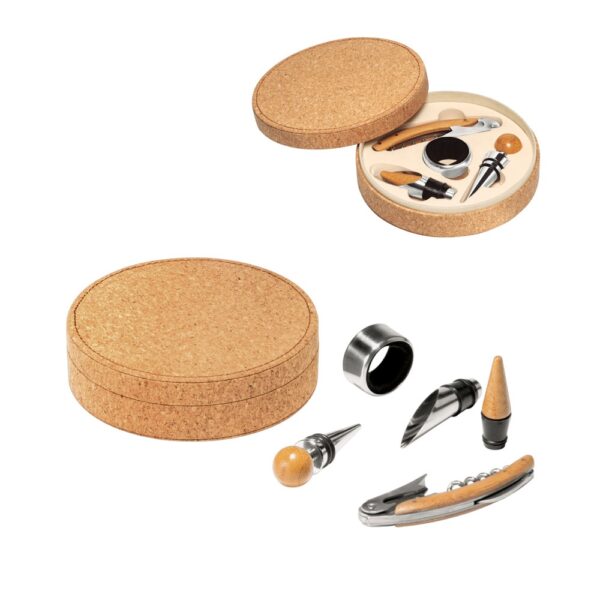 MORETO. Wine set with 4 pieces in bamboo, stainless steel and ABS