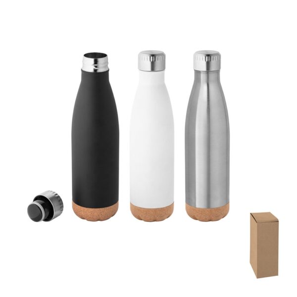 SOLBERG. Stainless steel thermos and cork base 560 mL