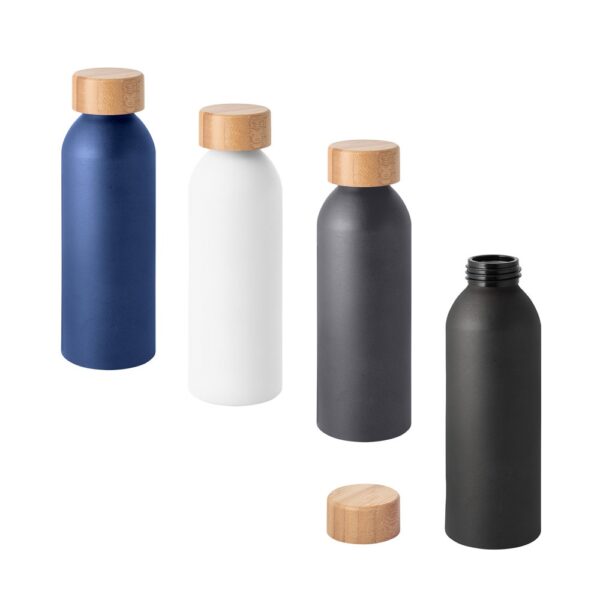 94250_set QUETA. Aluminium bottle with bamboo lid 550 mL