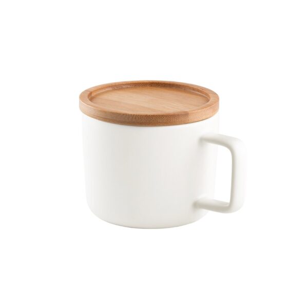 FANGIO. 220 mL ceramic mug with lid and bamboo base