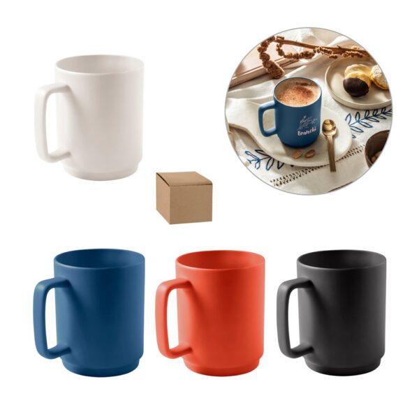 MIGHTY. Ceramic mug with cylindrical body 330 mL