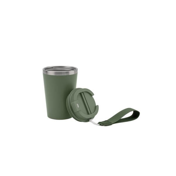 SPITZ. Stainless steel travel mug (90% recycled) with PP outer wall and matte finish 440 mL