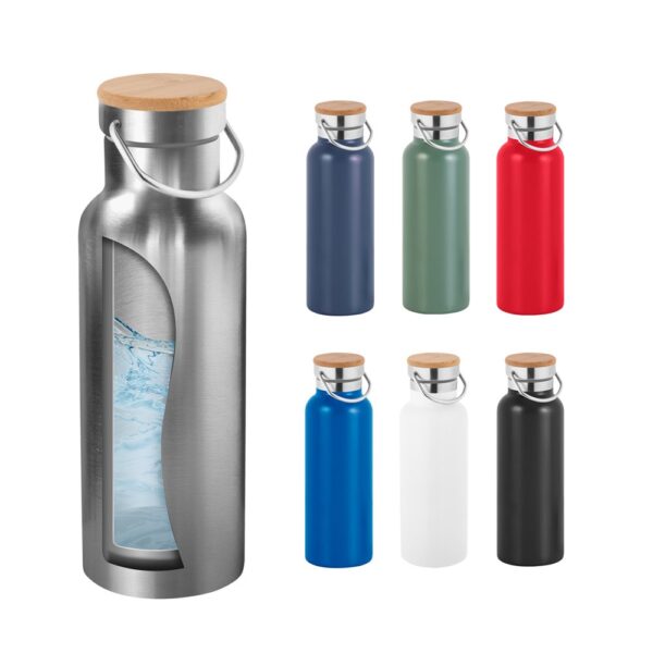 94602_set RAGNAR. Stainless steel (36% recycled) double-walled vacuum insulated bottle 570 mL