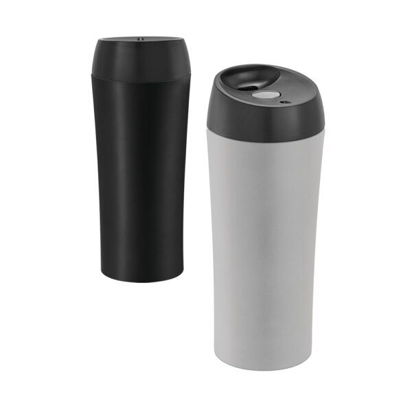 94681_set MONARDA. Stainless steel and PP travel cup 470 mL