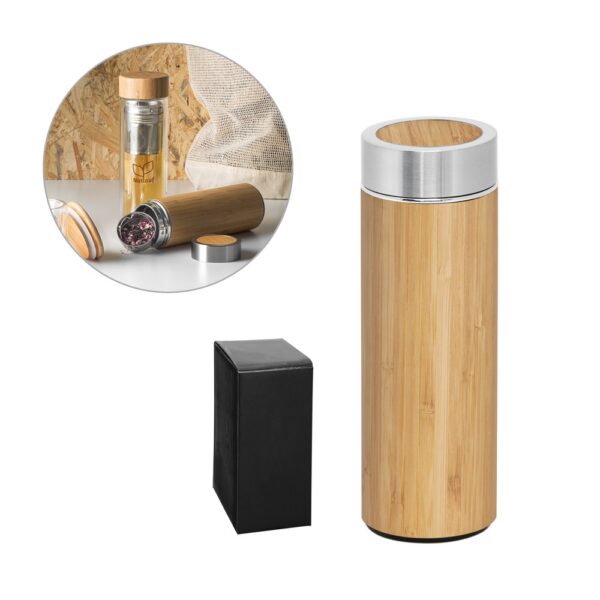 94683_set NATUREL. Bamboo and stainless steel (90% recycled) thermal bottle 430 mL