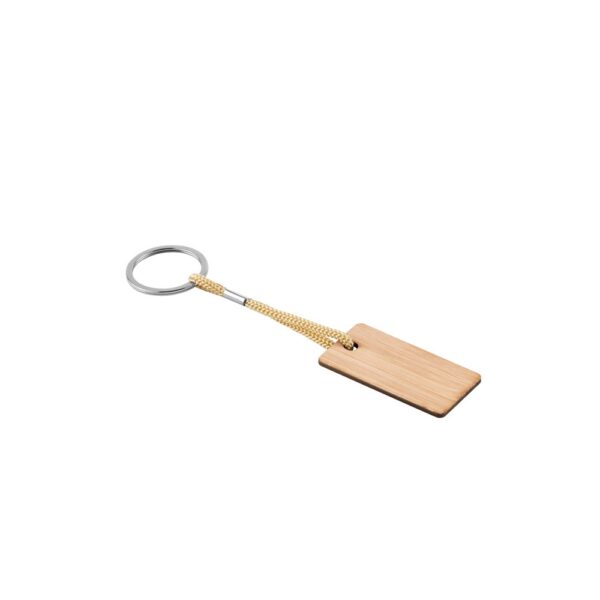 HOPPS. Rectangular bamboo keyring with PET cord