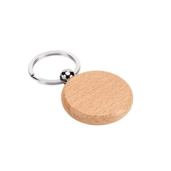 95094_160 STEWIE ROUND. Round keyring in beech wood