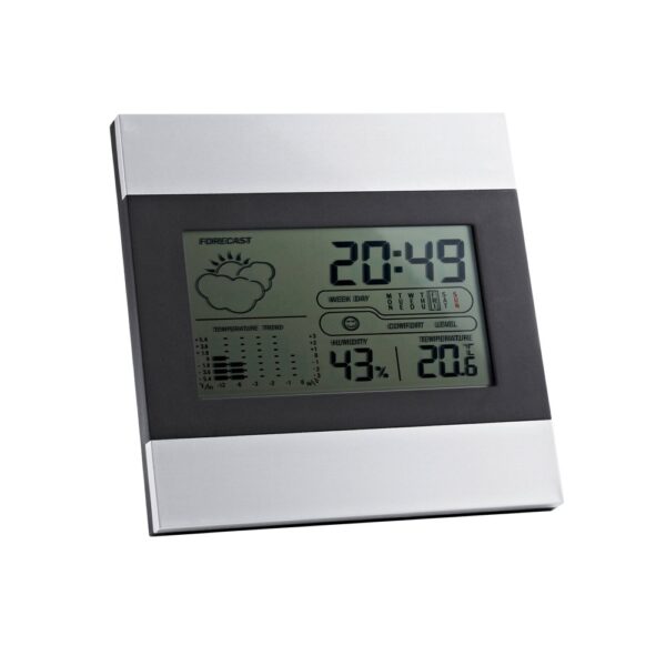 DENE. Desktop weather station with aluminium and ABS LCD screen